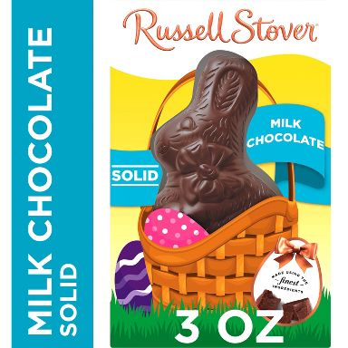 RUSSELL STOVER Easter Bunny Solid Milk Chocolate Candy Rabbit - 3oz