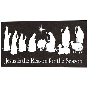 Dickson's Diecut Nativity Silhouette - Jesus Is The Reason For The Season - 14.38 x 7.88 Inch Black Metal Decorative Wall Art Plaque - 1 of 1