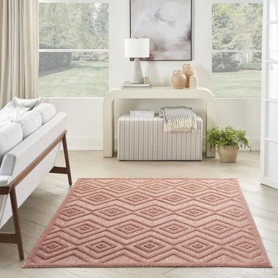 Coral Orange Diamond Flat Woven 5' x 7' Indoor/Outdoor Rug