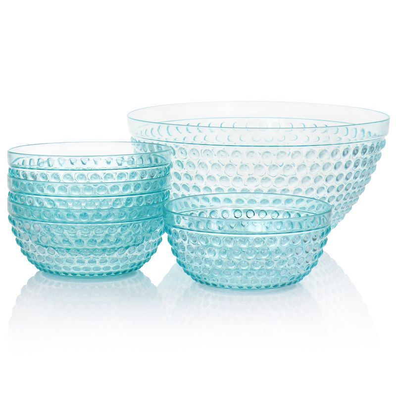 Gibson Home Plastic Bowl Set with Serving Bowl in Light Blue, 2 of 10