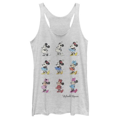 Disney - Mickey & Friends - Minnie Mouse - Black & White Photo Grid -  Women's Racerback Tank Top 