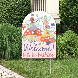 Big Dot of Happiness Let's Be Fairies - Party Decorations - Fairy Garden Birthday Party Welcome Yard Sign - 1 of 4