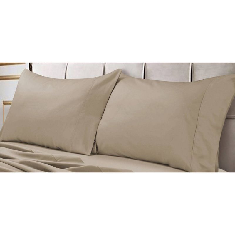 Tribeca Living Queen 600 Thread Count Cotton 4pc Deep Pocket Sheet Set Clay, 2 of 4