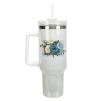 Elanze Designs His Grace Is Enough Faith Floral Frame 40 oz. Stainless Steel, Large Water Bottle Coffee Mug, Spill & Leak Resistant, Thermal Travel