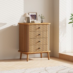 15.7" Wooden Drawers Dresser with 4 Drawers and Wood Legs, Anti-Fall for Bedroom - 1 of 4