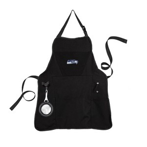Evergreen Seattle Seahawks Black Grill Apron- 26 x 30 Inches Durable Cotton with Tool Pockets and Beverage Holder - 1 of 1