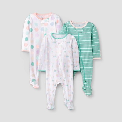 Image of Baby Girls' 3pk 'Summer Ice Cream' Sleep N' Play - Cloud Island™ Cream