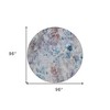 Navy Blue And Sky Blue Floral Washable Indoor Outdoor Area Rug - 3 of 4