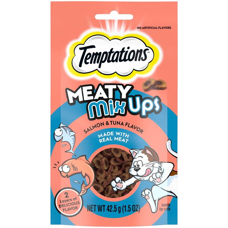Temptations Meaty Mixups Salmon &#38; Tuna Flavor Adult Cat Treat - 1.5oz, 1 of 13