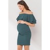 Hello Miz Women's Off Shoulder Double Ruffle Maternity Dress - 2 of 4