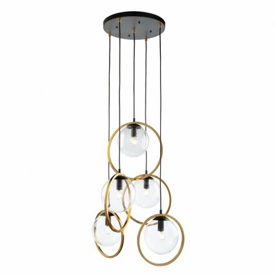 Artcraft Lighting Lugano 5 - Light Pendant in  Black/Vintage Brass