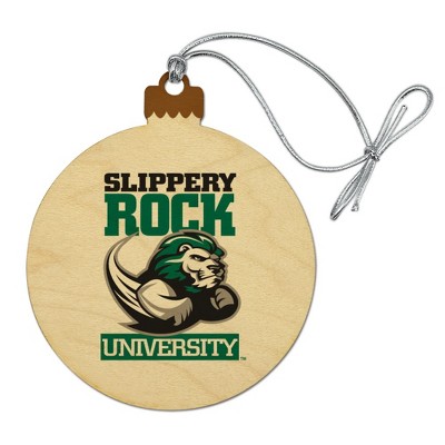 Slippery Rock Secondary Logo Wood Christmas Tree Holiday Ornament