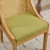 Rattan Dining Chair - Rubberwood Frame Side Chairs with Linen Upholstery for Kitchen & Dining, Natural Finish-- Frevyn - 4 of 4