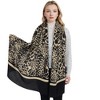 Anna-Kaci Women's Classic Leopard Print Scarf Contrasting Stripes Lightweight Shawl Wrap Scarves - 2 of 4