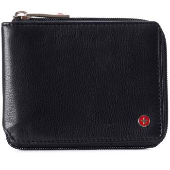 Alpine Swiss Logan Zipper Bifold Wallet For Men or Women RFID Safe Comes in a Gift Box