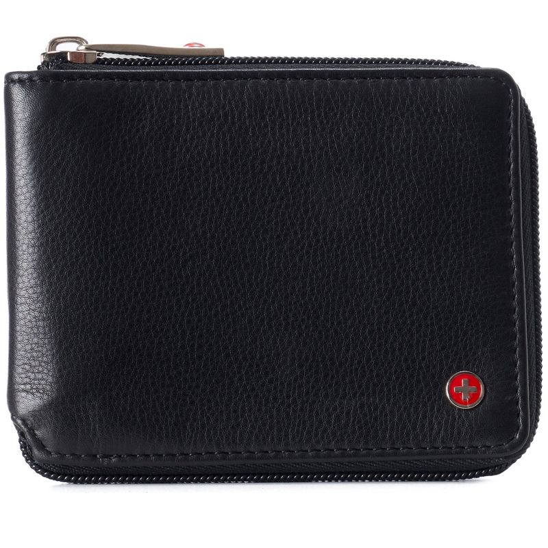 Alpine Swiss Logan Zipper Bifold Wallet For Men or Women RFID Safe Comes in a Gift Box, 1 of 7
