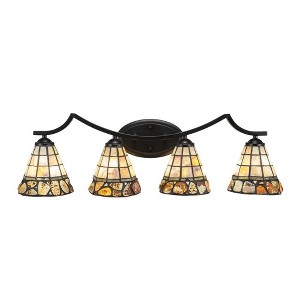 Toltec Lighting Zilo 4 - Light Vanity in  Matte Black with 7" Cobblestone Art Glass Shade - 1 of 1