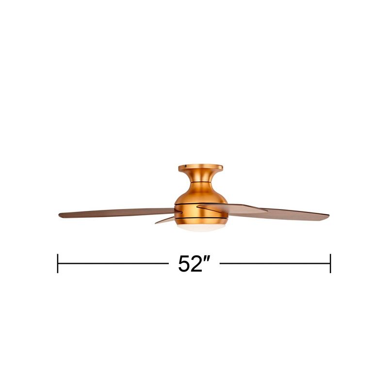 52" Casa Vieja Elite Modern Hugger Indoor Ceiling Fan with Light LED Remote Control Soft Brass Walnut Brown Opal Glass for Living Room Kitchen House, 4 of 10