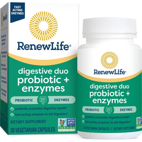 Renew Life Digestive Duo Probiotic + Enzymes; Probiotic Promotes Digestive Health; Non-GMO Project Verified; 30 Vegetarian Capsules* - image 1 of 4