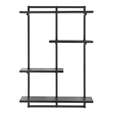 Rhodes 4 Tier Modern Floating Windowsill Wall Shelf Wade Logan Finish: Black