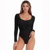 INSPIRE CHIC Women's Bodysuit Long Sleeve Slim Fit V Neck Tummy Control Brief Shapewear - 4 of 4