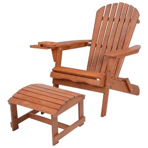 Jiallo Foldable Adirondack Chair with cup holders with Ottoman - 1 of 4