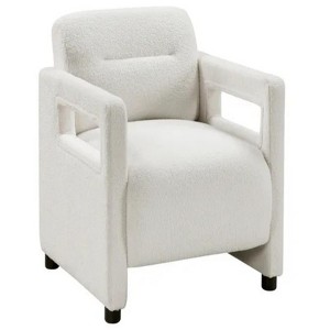 30"Accent Chair Beige Seat Cushion Boucle Upholstery Plywood Frame 1pc Armchair - 1 of 4