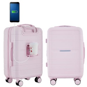 Generic St. Martin Carry-On Luggage with Cup Holder/USB Ports, Pink A - 1 of 4