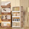 4 Tier Stackable Plastic Storage Boxes, Plastic Storage Boxes With 1 Lid, Foldable Storage Bins With Wheels Storage Organizer - 3 of 4