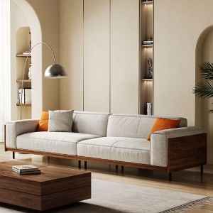 Gaoyangjiaju 111.81 in. Removable and Washable Cotton and Linen Fabric 4-Seater Rectangular Sofa - 1 of 4