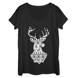 Women's Lost Gods Reindeer Winter Theme Scoop Neck - 1 of 3