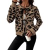 YESFASHION Women's Leopard Print Cardigan Sweaters Front Bow Tie Crew ...