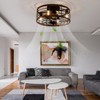 YIYIBYUS 18In Flush Mount Brown Reversible 6-Speed Ceiling Fan with Wood Blades - 2 of 4