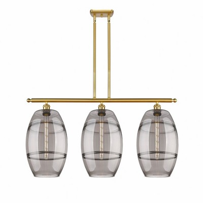 Vaz - 3 Light Stem Hung Island In Industrial Style-19 Inches Tall and 36.5 Inches Wide