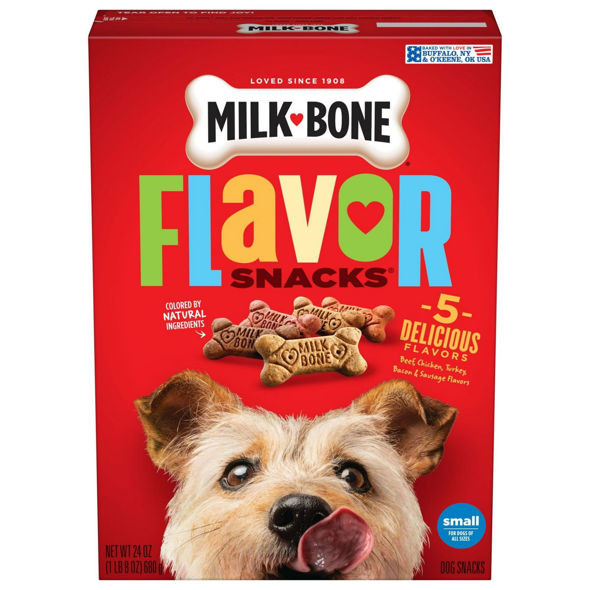 Milk Bone Flavor Snacks Small Dog Biscuits, Flavored Crunchy Dog Treats, 24 oz, Pack of 2