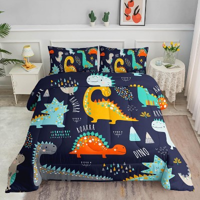 Hachikiko Cartoon Dinosaur Comforter Set with 1 Comforter & 2 Pillowcases,Ultra-Soft Microfiber, All-Season, Machine Washable