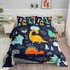Boersma Cartoon Dinosaur Comforter Set Dark Blue Printed Bedding Set with 1 Comforter and 2 Pillowcases for Boys and Girls Bedroom All Season - 2 of 4