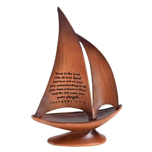 Dicksons SBR-6 Trust with All Your Heart Encouraging Woodgrain 8.5 x 5.2 Resin Decorative Collectible Figurine Sailboat Statue - 1 of 1