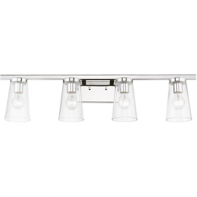 Cityview 4-Light Polished Chrome Vanity with Clear Glass Shades