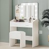 Makeup Table with Mirror and Lights, Makeup Vanity with Drawers, Open Shelves, Charging Station & Cushioned Stool - 3 of 4