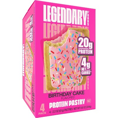 Legendary Foods Gluten Free and Keto Friendly Protein Pastry - Birthday Cake - 8.6oz/4ct