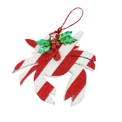 Beachcombers 3.5" Wood Red/White Crab Ornament