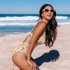 Women's Textured Floral Cutout Plunge Neck O-Ring Back One Piece Swimsuit -Cupshe - 3 of 4