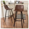 Set of 2 30" Dax Faux Leather Barstool Brown - Christopher Knight Home: Modern Low Back, Steel Frame - 2 of 4