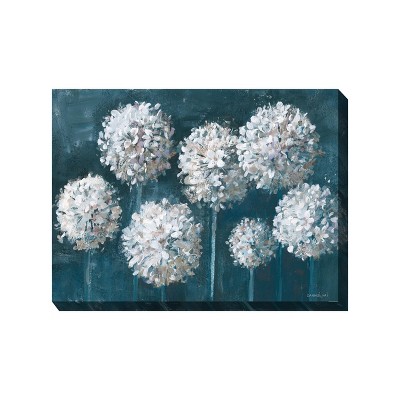 Cottage Garden West of The Wind Blue Hour White, Blue 40 x 30 Inch Waterproof Gallery Wrapped Canvas, Outdoor Garden, Yard, Patio All Weather Hanging