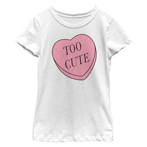 Girl's Lost Gods Valentine's Day Too Cute Candy Heart T-Shirt - 1 of 4
