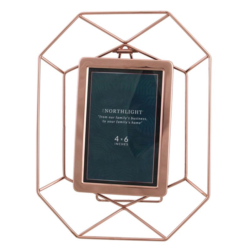 Northlight 11" Contemporary Hexagonal 4" x 6" Photo Picture Frame - Rose Gold, 1 of 7