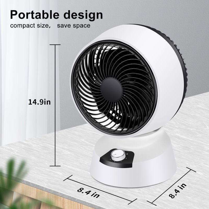 SKONYON 14in Energy Efficient Desk Fan Force Table Air Circulator Fan with 3 Speeds and Adjustable Head, 3 of 8