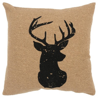 20"x20" Deer Stag Polyester Filled Pillow Natural - Rizzy Home