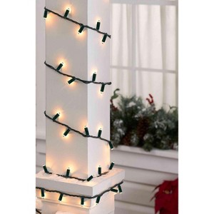 Perfect Holiday 70 LED Indoor/Outdoor Wide Angle 5MM LED Green Cable Christmas String Lights - Warm White - 1 of 4